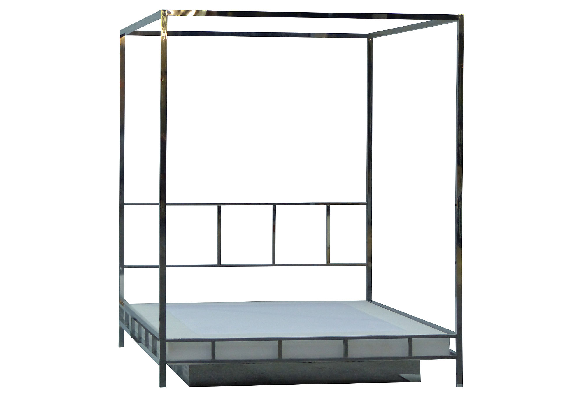 Pace Chrome Queen Canopy Bed W/ Platform Modernism